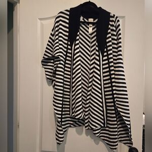 Chico's Black and White Striped Poncho